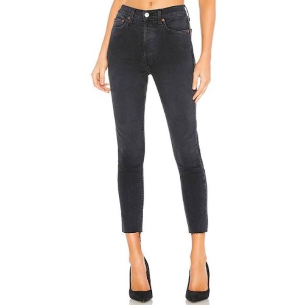 Re/Done Originals Faded Black High Rise Ankle Crop Size 24